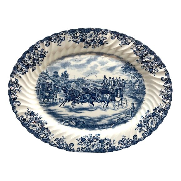 Johnson Bros Coaching Scenes Hunting Country Ironstone Platter Oval Plate - Picture 1 of 4